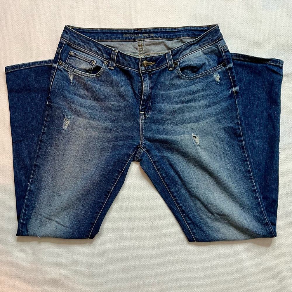 Michael Kors Jeans Womens Size 6 Medium Distressed Blue Denim Stretch Skinny